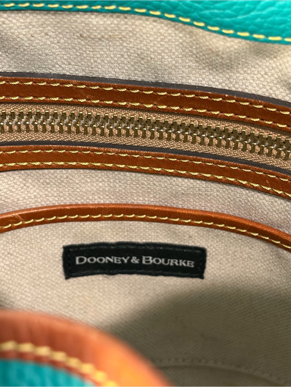 Dooney & Bourke Pebble Grain Leather Tasha Drawstring Shoulder Bag - Teal - Picture 8 of 9